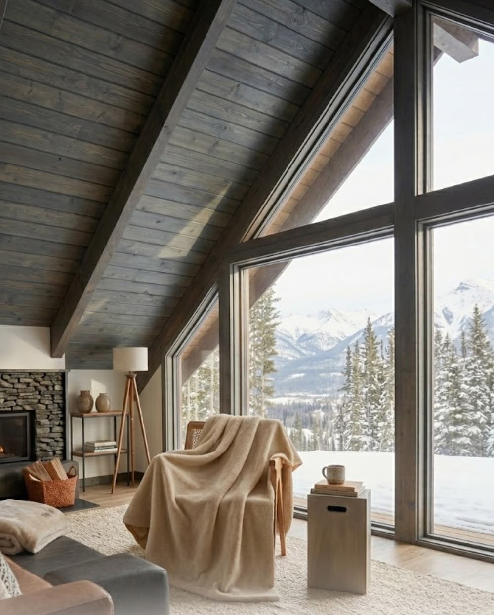 UGG ultra-soft throw blanket in a cabin living room